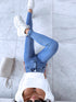 Blue denim pants without rips "WAVE" DJ2585